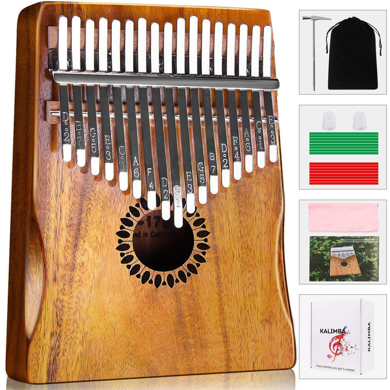 Kalimba Thumb Piano 17 Keys, Portable Mbira Finger Piano Gifts for Kids and Adults Beginners