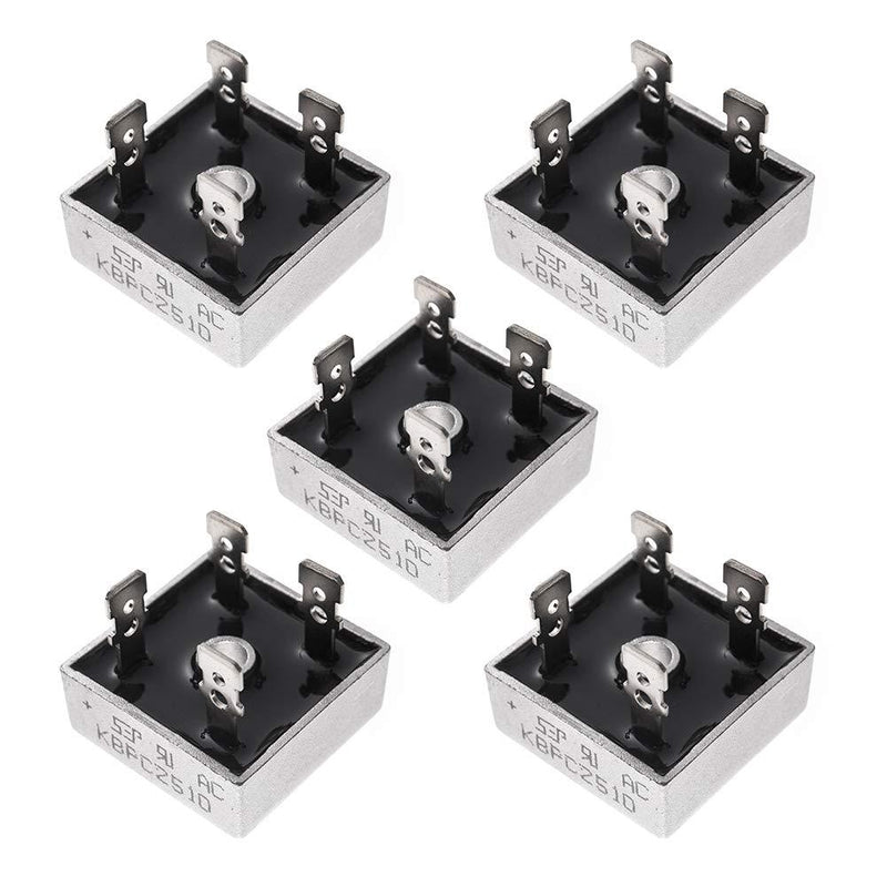 Bridgold 5pcs KBPC2510 2510 Bridge Rectifier Diode 25A 1000V Single Phase, Full Wave Electronic Silicon Diodes,4-Pin