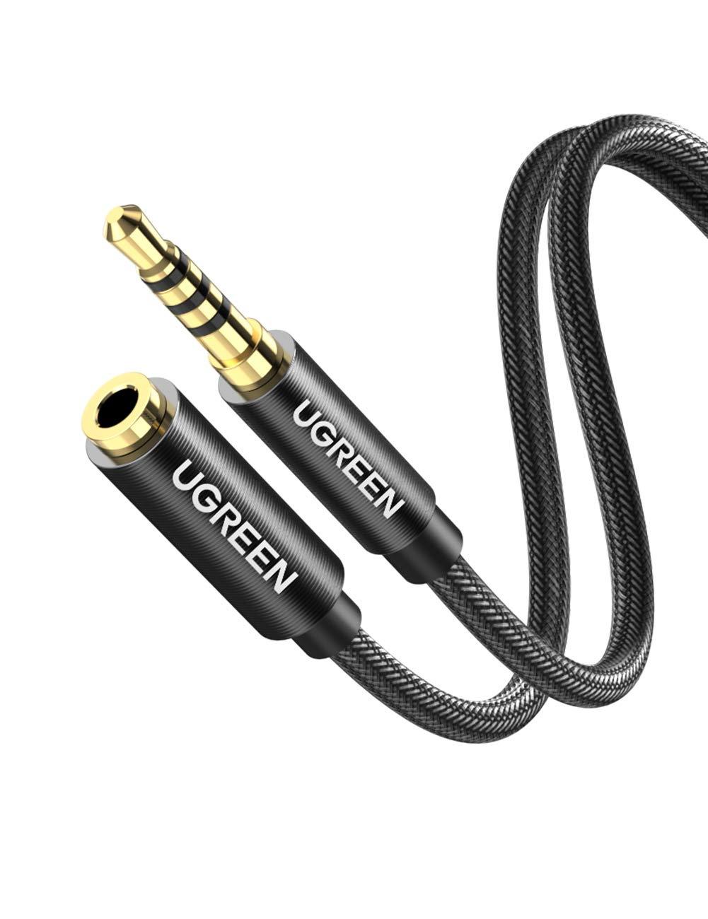 UGREEN 3.5mm Male to Female Extension Cable with Microphone Stereo Audio Adapter Compatible for iPhone iPad Smartphones Tablets Media Players (3FT) 3FT