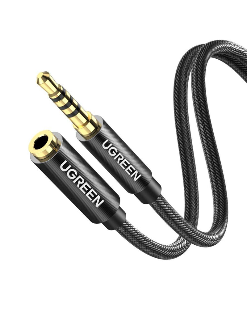 UGREEN 3.5mm Male to Female Extension Cable with Microphone Stereo Audio Adapter Compatible for iPhone iPad Smartphones Tablets Media Players (3FT) 3FT