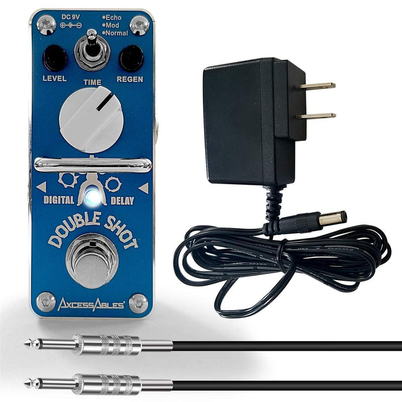 [AUSTRALIA] - AxcessAbles DOUBLE SHOT Guitar Pedal Bundle - Delay/Echo/Repeat/Slap-Back - Includes Power Supply and Cable 