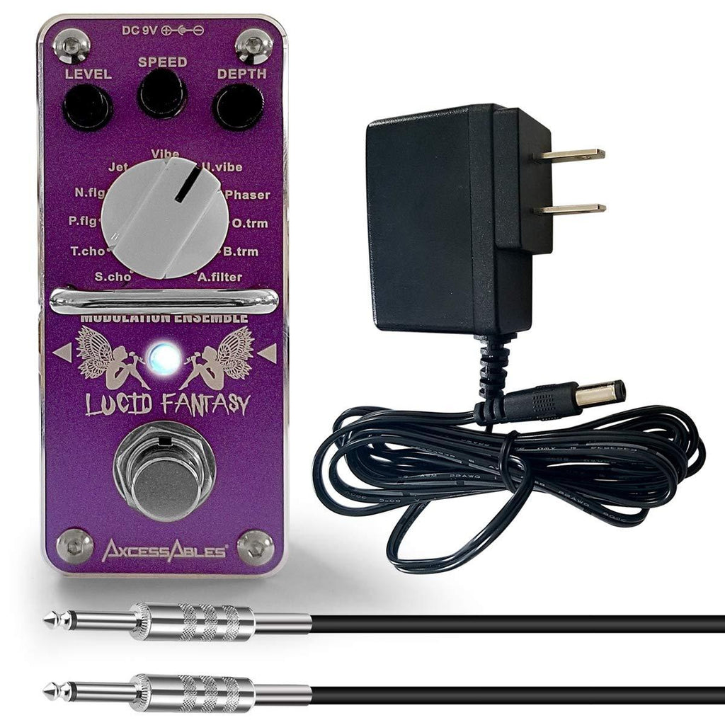 [AUSTRALIA] - AxcessAbles LUCID FANTASY Modulation Guitar Pedal Bundle - Vibrato/Tremolo/Uni-Vibe/Wave-Chorus all-in-one and more!! Includes Power Supply and Cable 