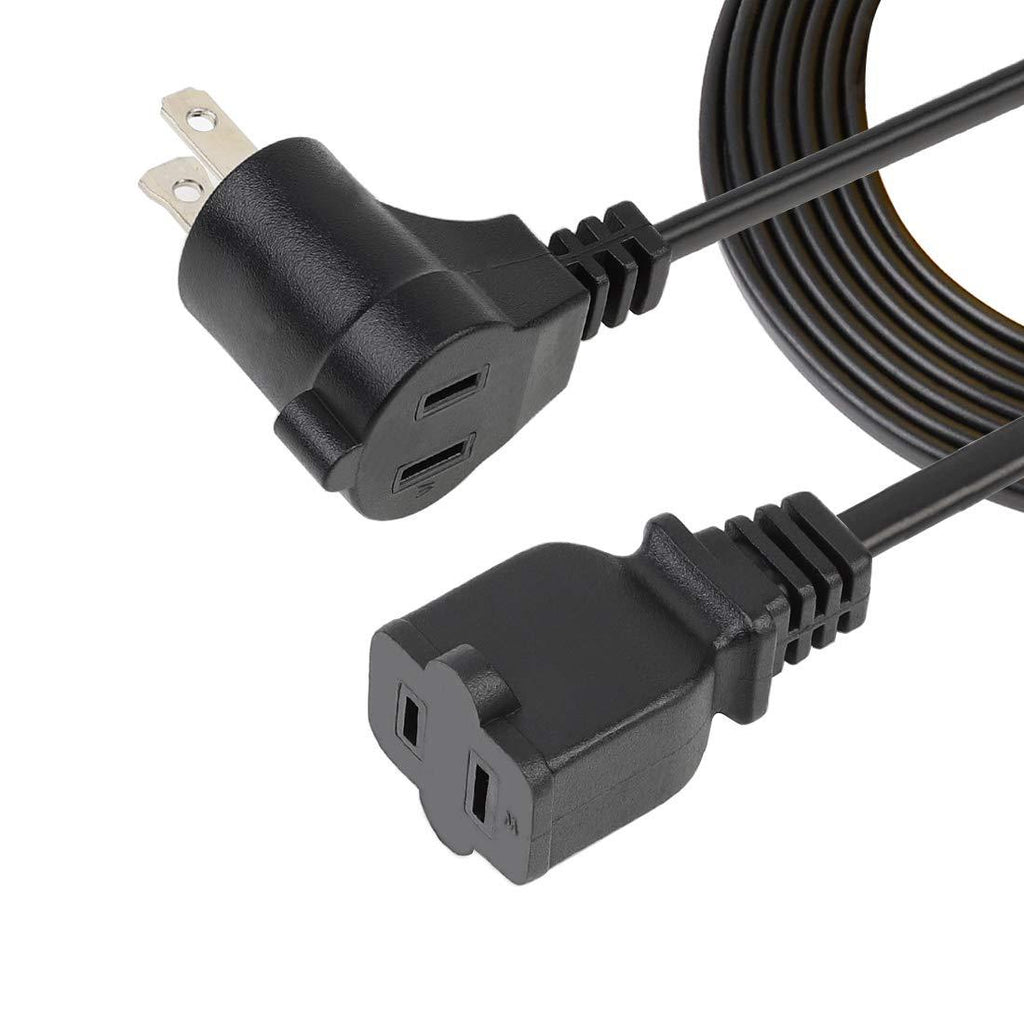6FT/1.8M Angled Polarized USA Canada 2 Prong Piggyback Power Extension Cord/Cable, Polarized 2 Outlet Piggyback Extension Cord 18AWG-UL Listed
