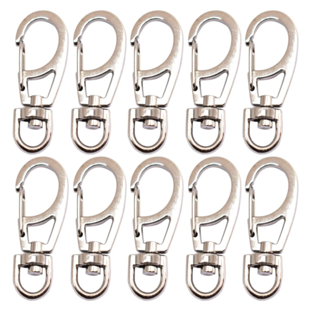 Bytiyar 10 PCS Small Metal Clasps Spring Swivel Snap Hooks Carabiner Clips 8mm(rotating D-ring)_silver