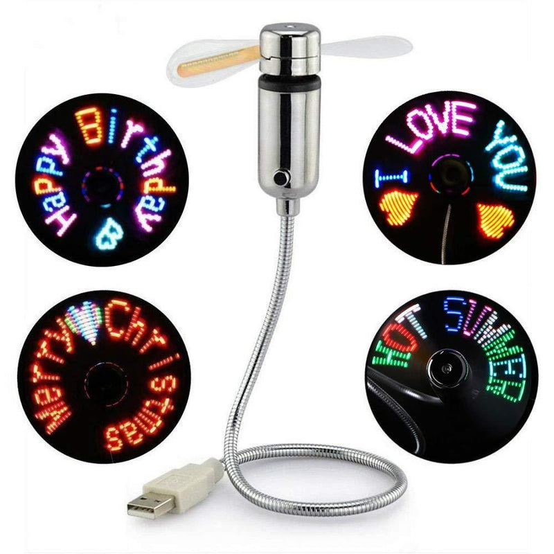 Kbinter Mini USB Fan,New RGB LED Programmable Fan for PC Laptop Notebook Desktops Creative Flexible Gooseneck Colorful DIY Message Cooling Fan (1 Pack) 1 Pack