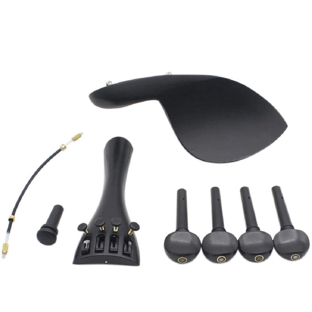 Chienti - SET 4/4 Violin Chin Rest Chinrest with Tuning Peg Tailpiece Fine Tuner Tailgut Endpin Violin Accessory Kit