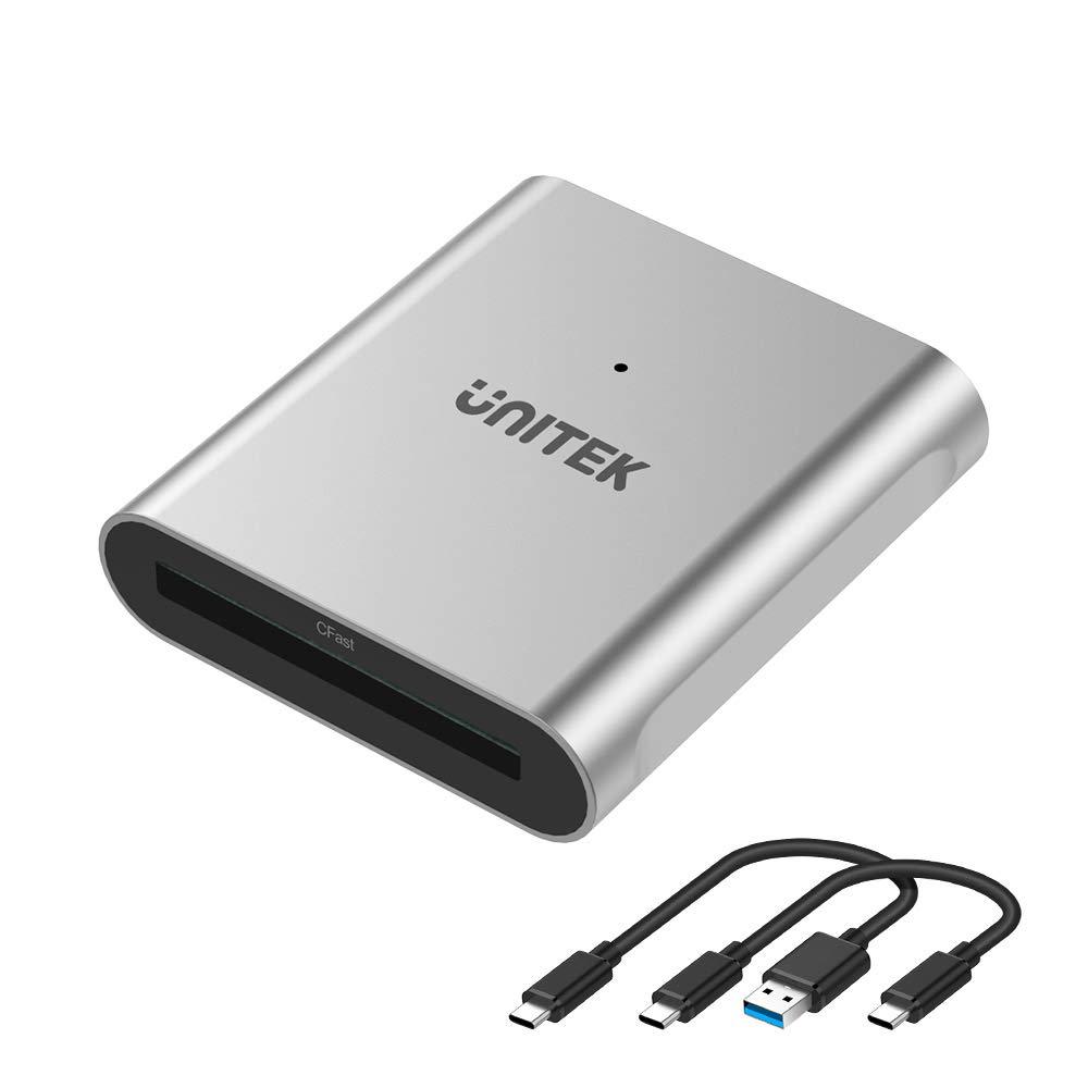 Unitek CFast Card Reader, USB 3.0 USB C CFast 2.0 Card Reader, Portable Aluminum CFast Memory Card Adapter Thunderbolt 3 Port Connection Supported, Compatible for SanDisk, Lexar, Transcend, Sony Card Grey