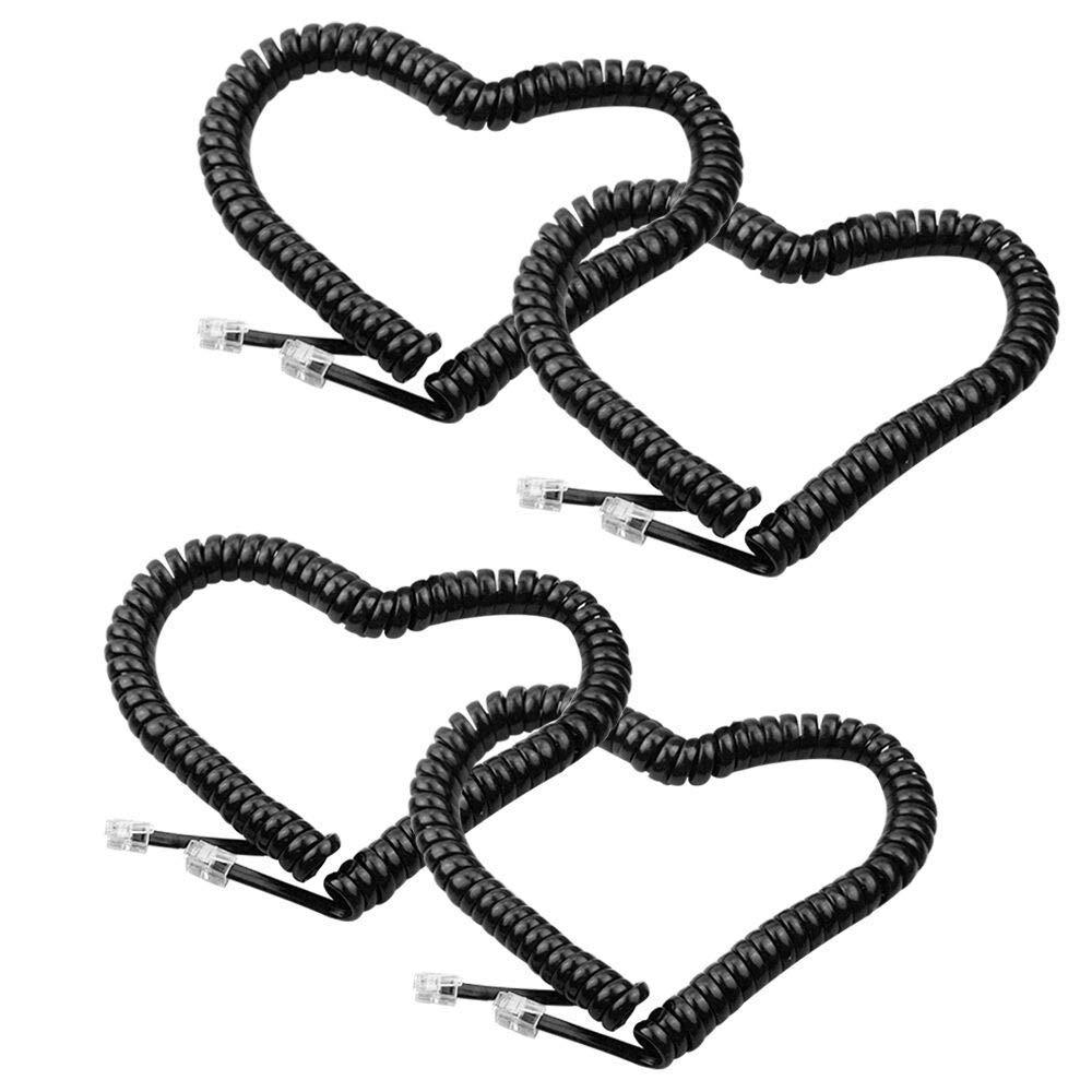 4 Pack Phone Cord Landline 8Ft Uncoiled/1.4Ft Coiled Landline Telephone Handset Cord Line Cable RJ9 4P4C Telephone Accessory Black 4Pack Cord