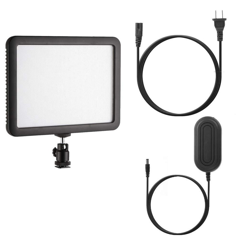 Runshuangyu 124 LED Digital Camera Light Panel for Photography, 3300K-5600K Camcorder Video Lighting, Slim & LCD Display, Adjustable Color Temperature and Brightness, Rechargeable (NO Battery)