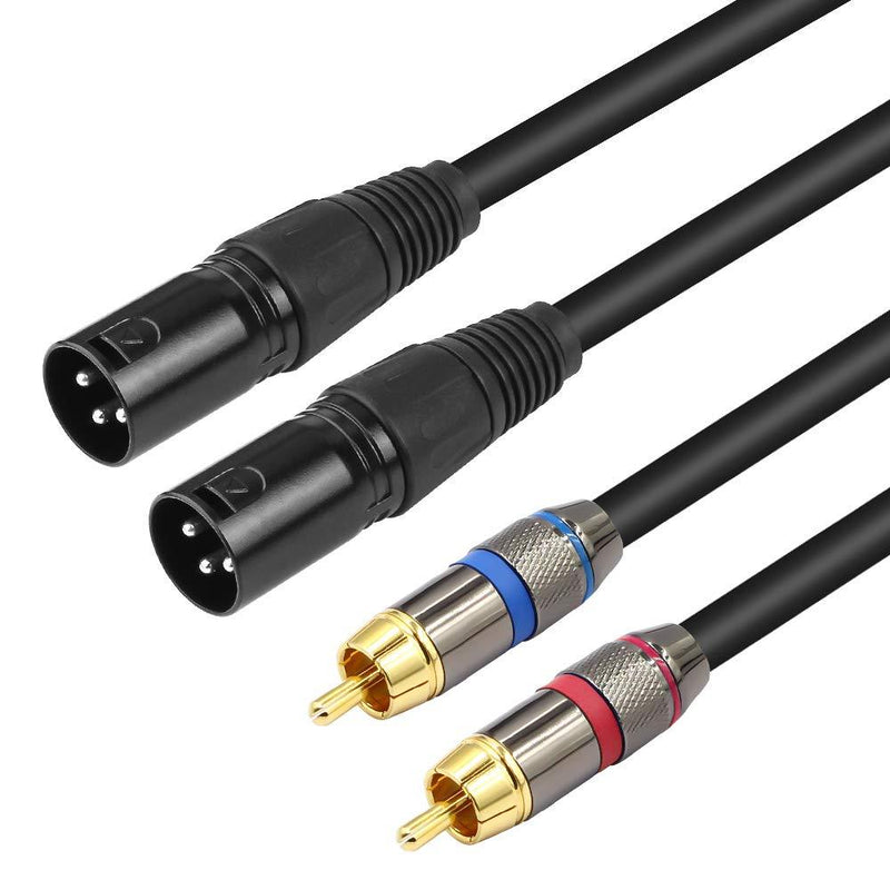 [AUSTRALIA] - TOMROW Dual RCA to Dual XLR Male Patch Cable 2-XLR to 2-RCA Plug HiFi Stereo Audio Connection Amplifier Mixer Speaker Microphone Cord - 5 Feet / 1.5m 