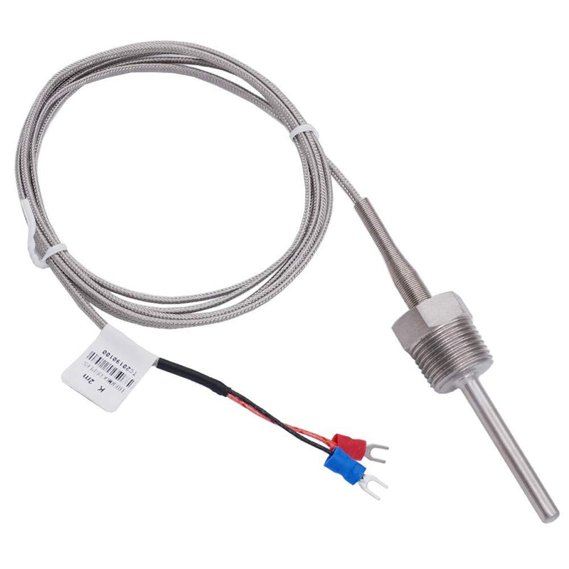 2M Thermistor K-Type Probe Thermocouple Sensor & Meter Temperature Controller,1/2" NPT 6 X 50MM Long Probe Thermocouple Temperature Range from 0 to 600 °C MT-205-1/2-50