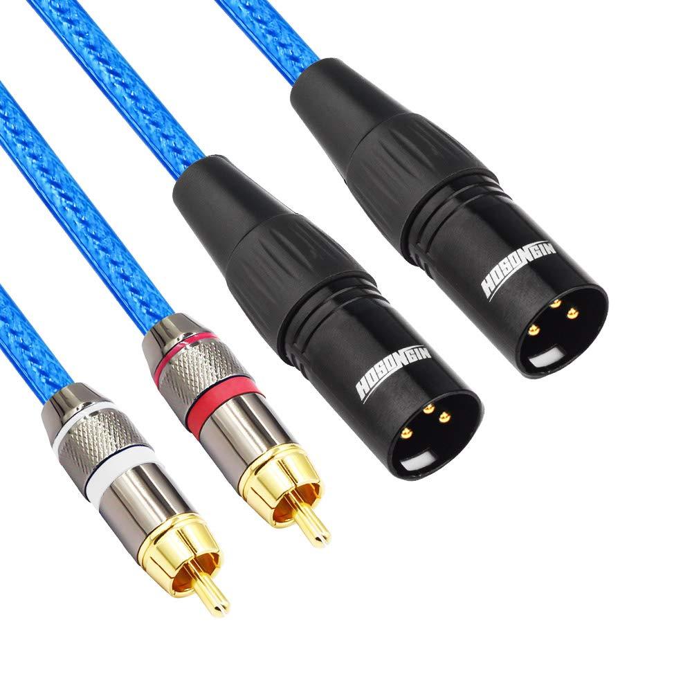 HOSONGIN Dual RCA to XLR Male Cable, Heavy Duty 2 XLR Male to 2 RCA Male Patch Cable, HiFi Stereo Audio Cable for Connection Amplifier Mixer Speaker Microphone - 10 Ft 10 Feet