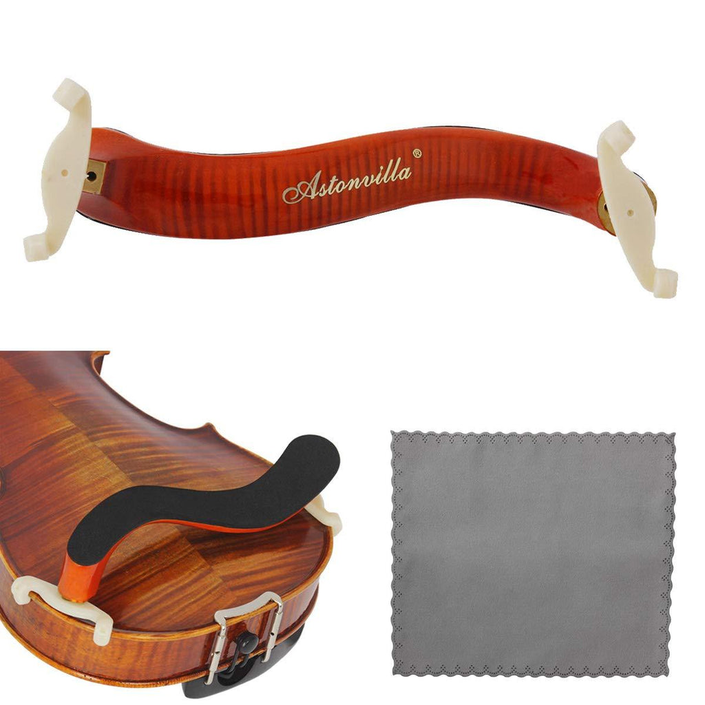 Wood Violin Shoulder Rest for 4/4 and 3/4 Height Adjustable&Memory Foam Padded Fiddle Shoulder Support with Cleaning Cloth for Beginners and Professionals
