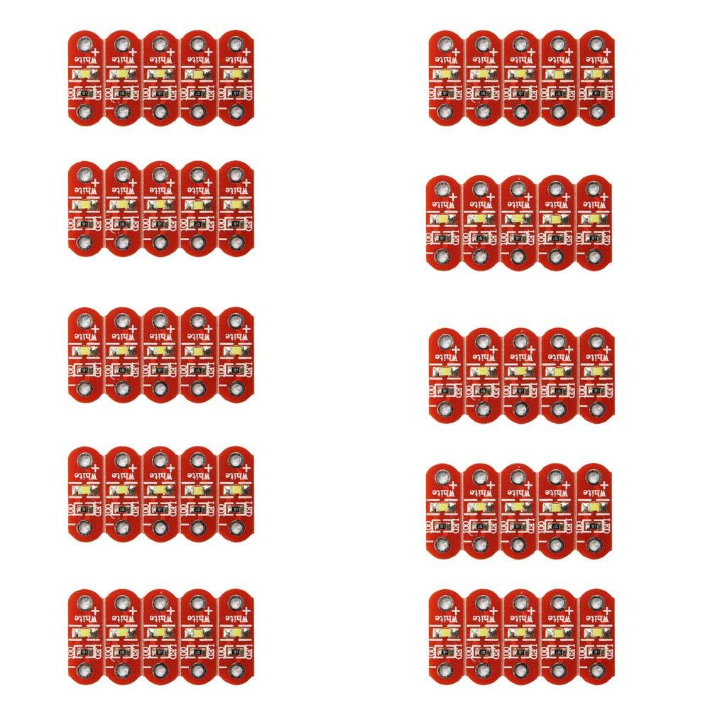 Comimark 50Pcs SMD White LED Module for Lilypad Voltage 3v to 5v 3~5v