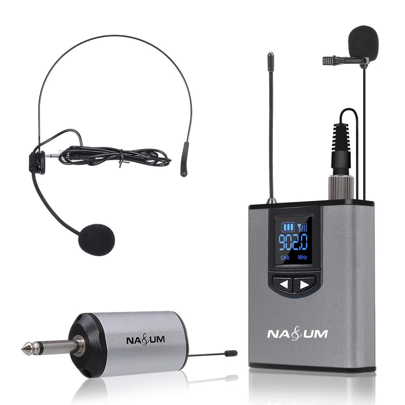 [AUSTRALIA] - Wireless Headset Lavalier Microphone System NASUM Wireless Lapel Mic with Bodypack Transmitter for iPhone, DSLR Camera, YouTube, Podcast, Vlog, Church, Interview, Teaching, PA Speaker, Video Recording 