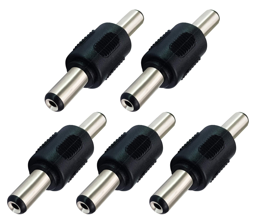 AAOTOKK 5.5mm x 2.1mm DC Power Adapter, DC Barrel Power 2.1mm X 5.5mm Male to Male Coupler Connector for CCTV Camera (5pack/Male) 5Pack