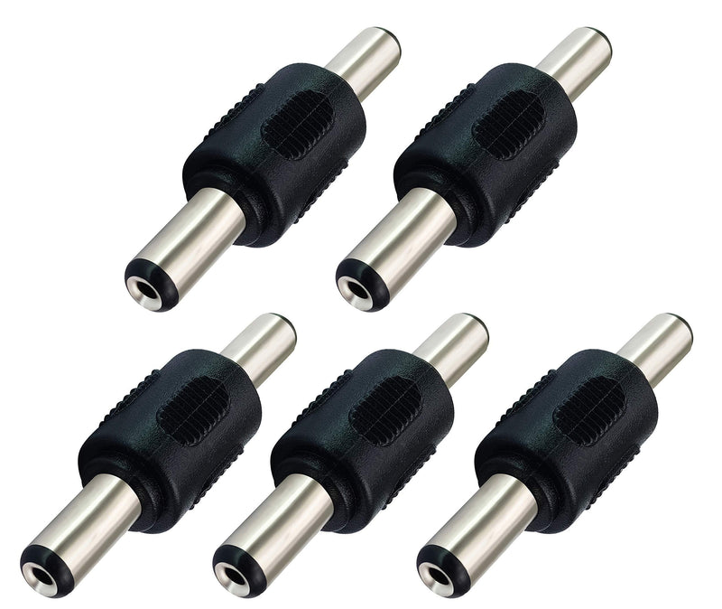 AAOTOKK 5.5mm x 2.1mm DC Power Adapter, DC Barrel Power 2.1mm X 5.5mm Male to Male Coupler Connector for CCTV Camera (5pack/Male) 5Pack