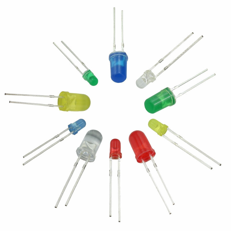 ZYAMY 1set 5mm 3mm LED Diode Lights Kit Light Emitting Diodes Parts Red/Yellow/Green/Blue/White 10pcs for Each Size and Color