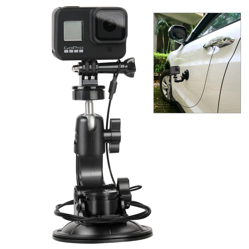 Suction Cup Car Mount Stand Tripod Adapter with Safety Tether Outdoor Indoor for Gopro Hero Session 9 8 7 6 5 4 3+ 3 2 1,DJI OSMO Action, Action Compact Camera