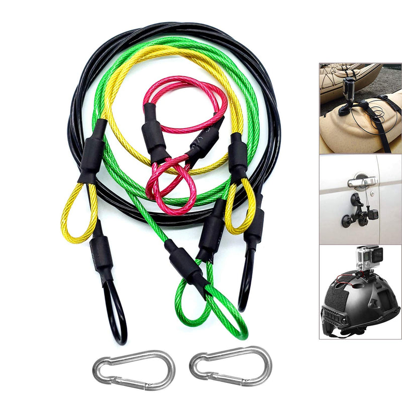 Camera Safety Tether, Stainless Steel Cable Wire Colorful Coating Lanyard with Hook Carabiner Clip for GoPro Hero 9 8 7 6 5 4 3 Session DJI Osmo Action and Other Action Camera