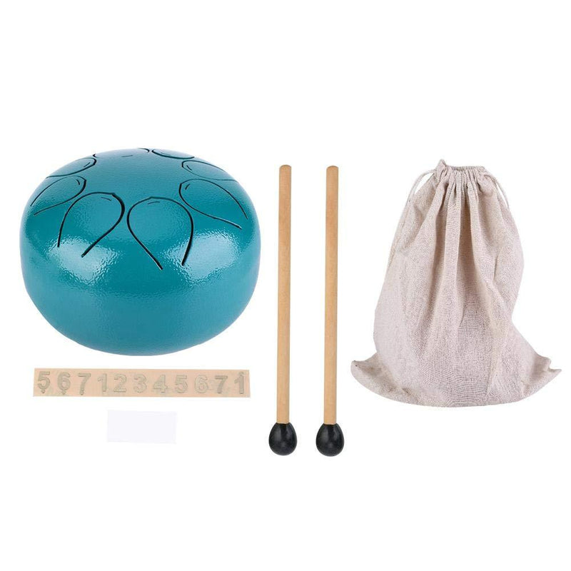 Fafeims 5 Inch Lotus Drum Tripod Tongue Drum Stainless Steel Handpan Percussion Musical Instrument with Bag and Mallets Green