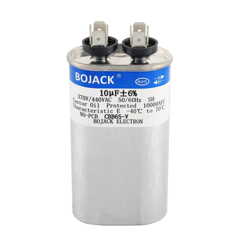 BOJACK 10 uF ±6% 10 MFD 370V/440V CBB65 Oval Run Start Capacitor for AC Motor Run or Fan Start and Cool or Heat Pump Air Conditione