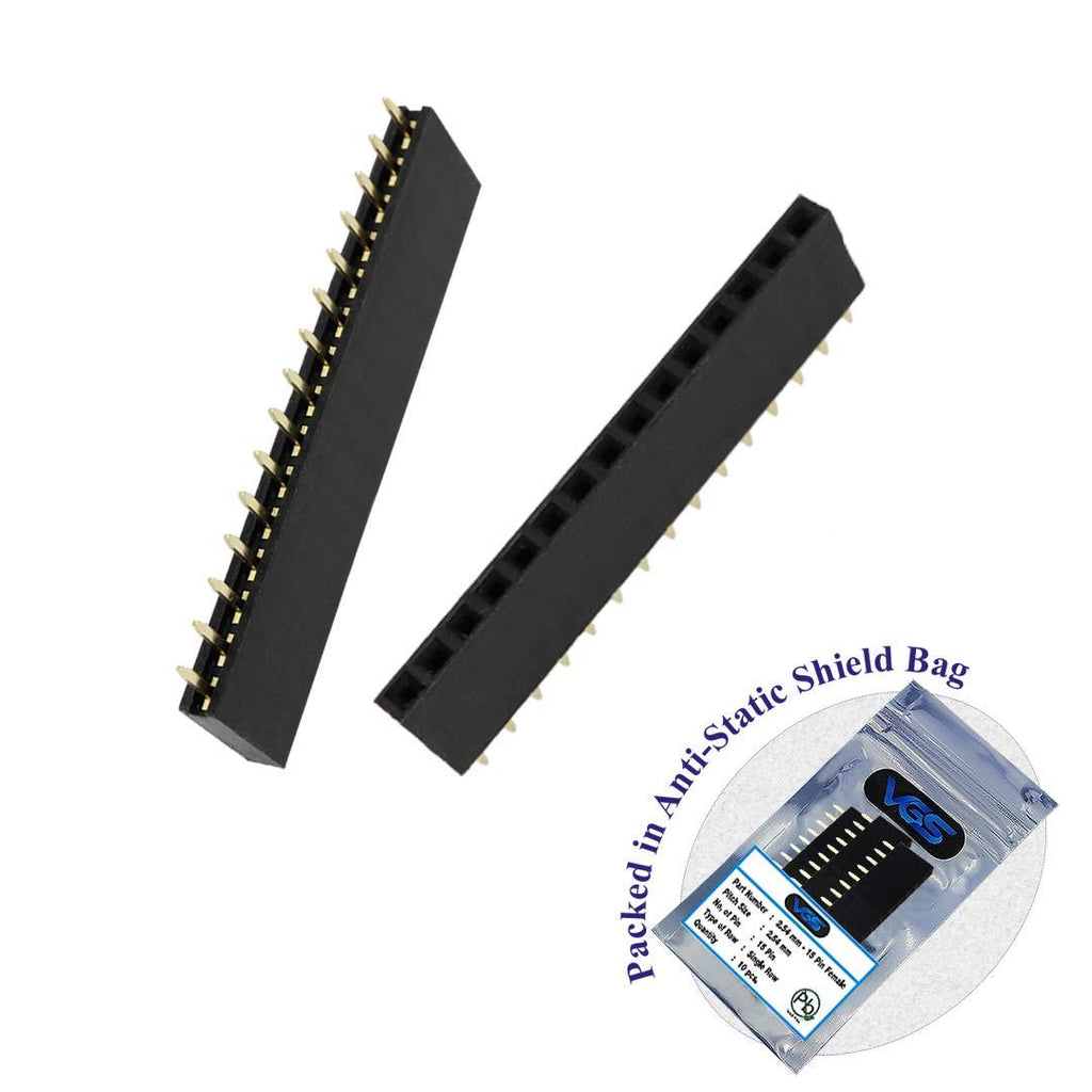 10 pcs. 15 Pin 2.54mm Pitch 15 Pin Female Single Row Straight Header Strip PH:8.5mm