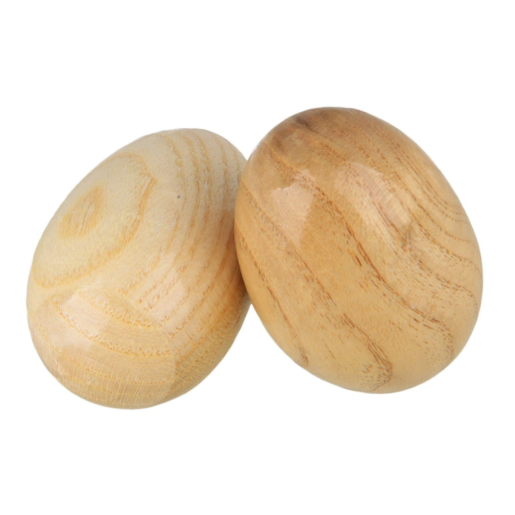 2x Wood Color Wood Wooden Egg Shakers for Musical Percussion Instruments