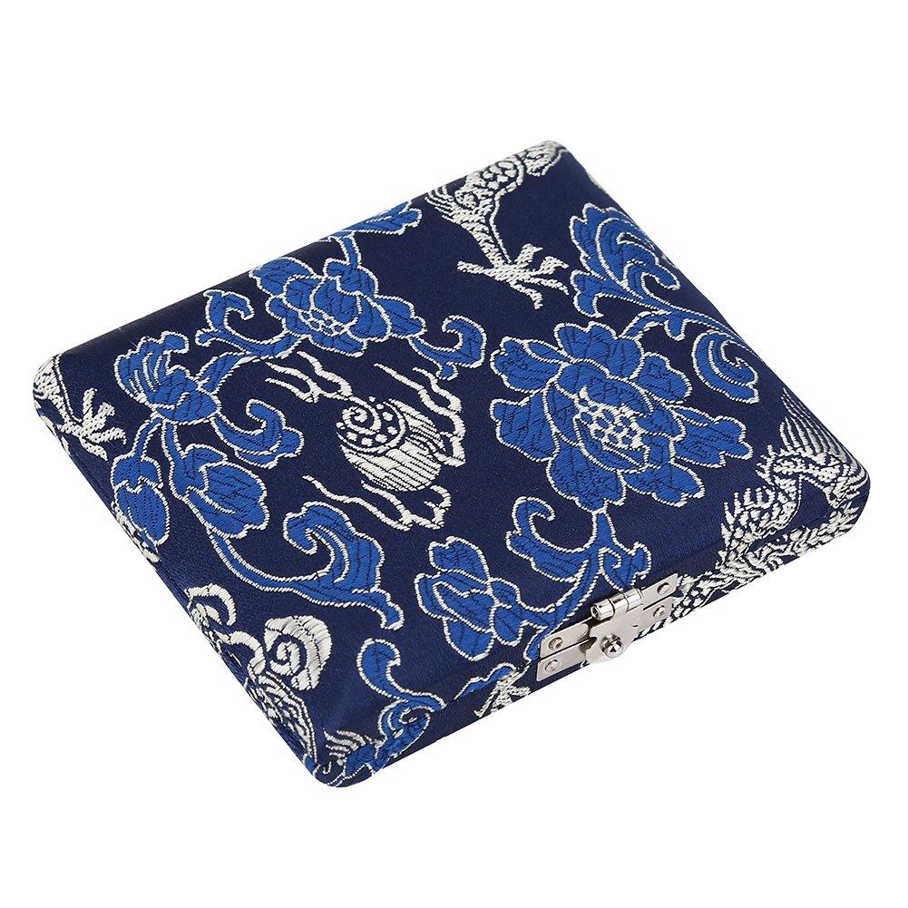 Wooden Oboe Reed Case Holder Box for 6pcs Oboe Reeds Silk Cloth Cover Reed Case Holder Storage(Blue)