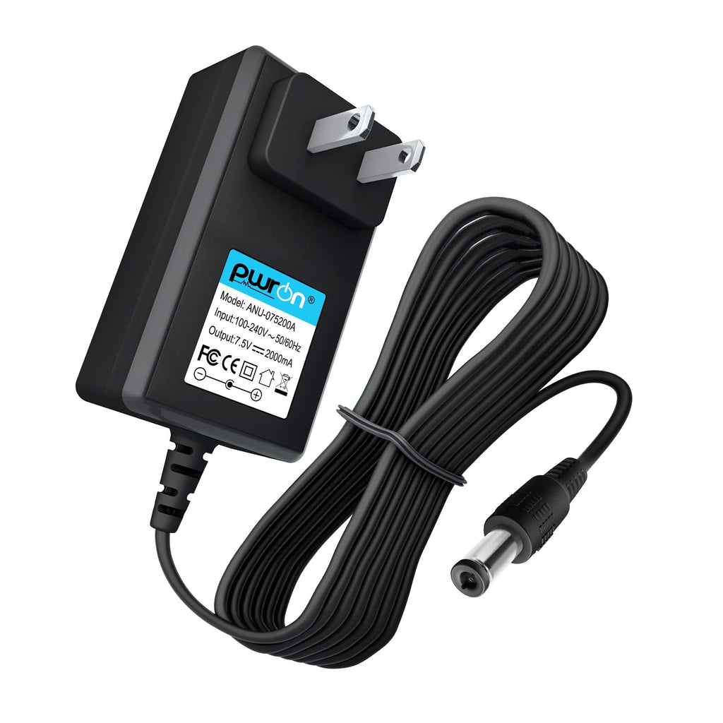 PwrON (6.6FT Cable) 7.5V 2A AC DC Adapter for 400mA 500mA 800mA 1000mA DC Adapter Power Supply 5.5mm2.1mm/2.5mm with Positive Center