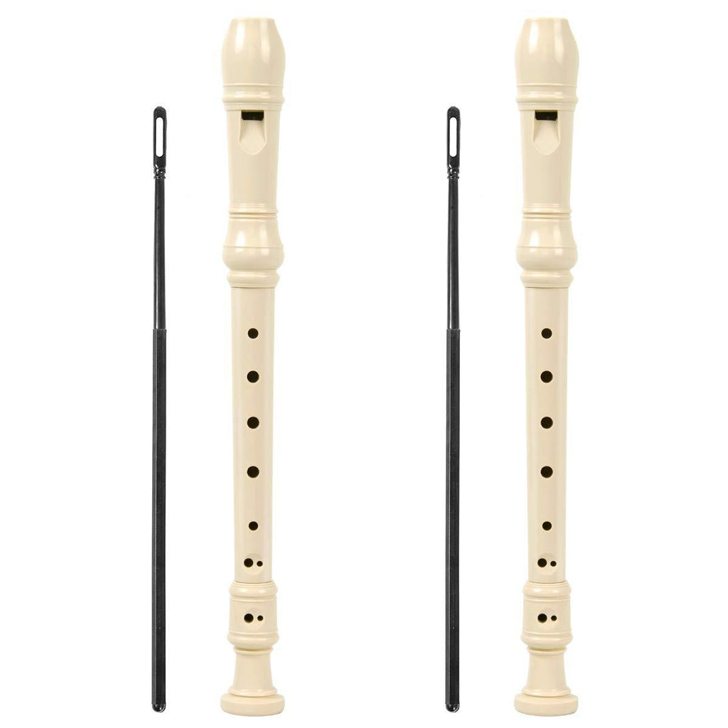 lotmusic German Soprano Recorder Flute Descant 8 Hole Key of C ABS with Cleaning Rod for Student Practice (Couple) Couple