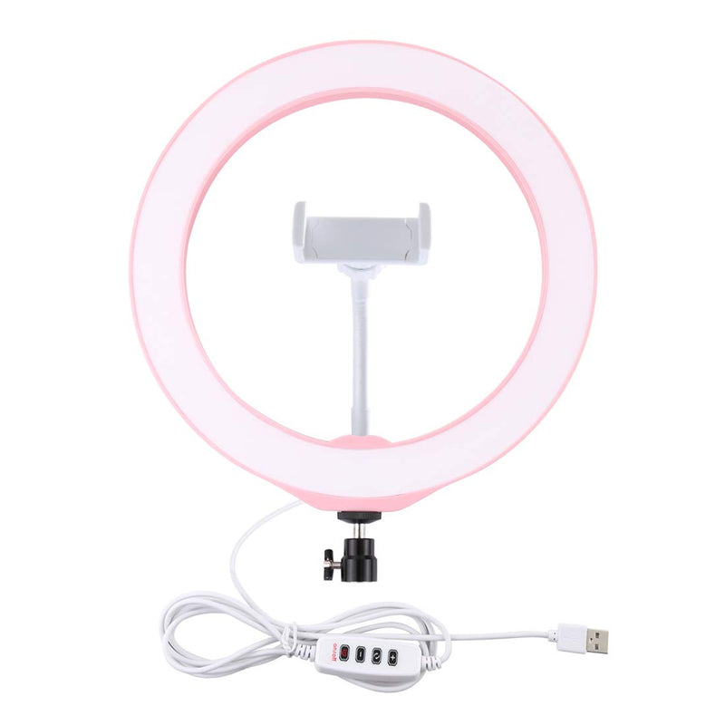 PULUZ 10.2 inch Selfie LED Ring Light Video Lights with Cold Shoe Tripod Ball Head & Phone Clamp for Make-up and YouTube Video vlogging Equipment Pink 10.2 inch