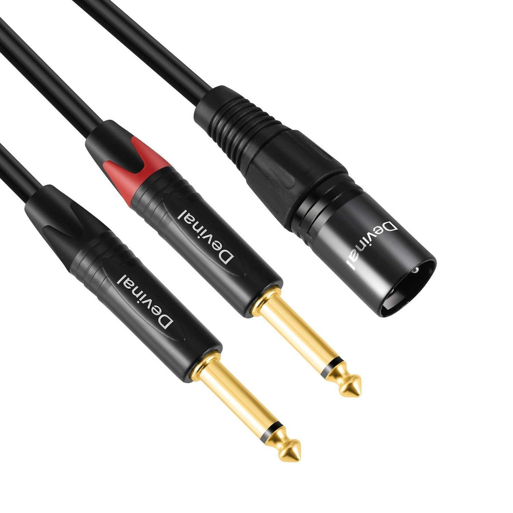 [AUSTRALIA] - Devinal Dual 1/4 to XLR Y Splitter Cable, Double 6.35mm TS Male to XLR 3pin Male Stereo Cord, Dual Quarter inch Mono to XLR Male Plug Microphone Audio Converter Adapter 6 Feet 1.8m 6 FT 