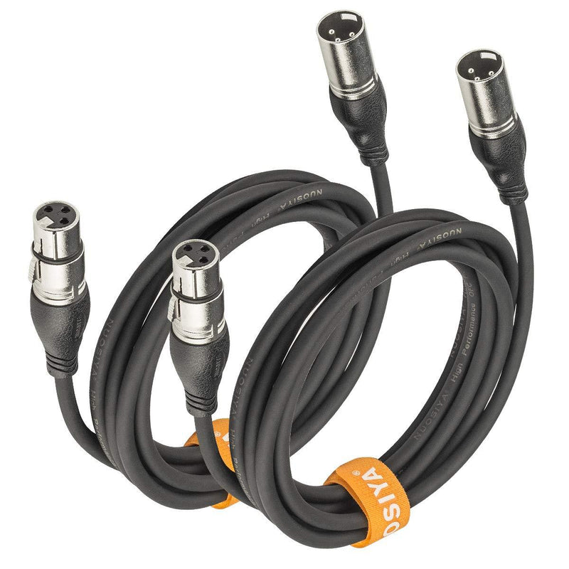 [AUSTRALIA] - Microphone Cable, NUOSIYA XLR Microphone Cable 10FT, Balanced XLR Male to XLR Female Speaker Cables Microphone Lead for Amplifiers, Microphones, Mixer, Preamp, Drum, Patch, Speaker System (2 Pack)… 2pack-10feet Black 