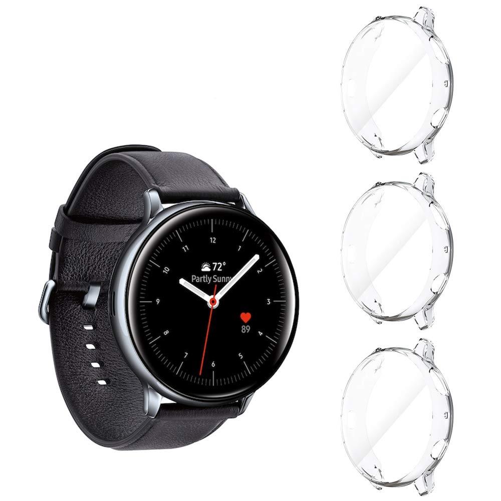 Seltureone (3 Pack) Compatible for Samsung Galaxy Watch Active 2 Case 44mm (2019), Heavy-Duty Overall Full Body Protective TPU Anti-Scratch Cover for Active2 44mm (Clear) Clear*3