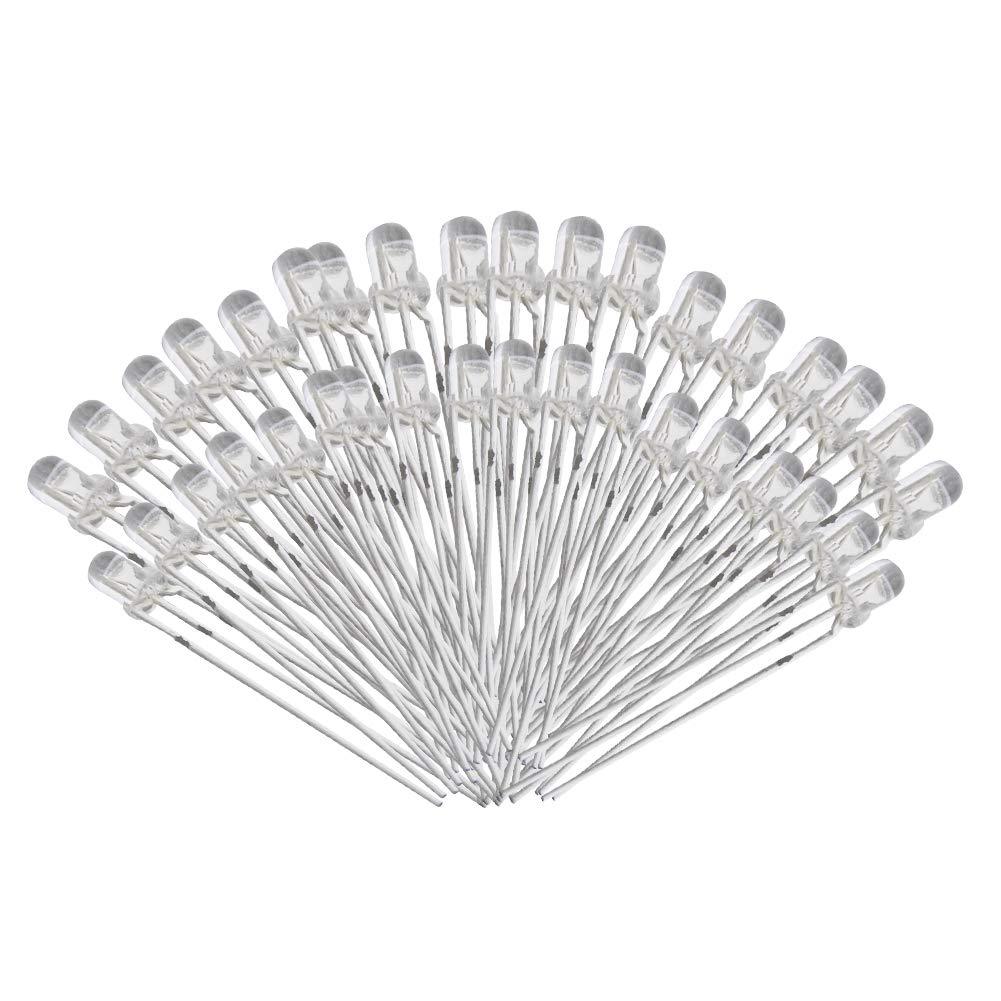 Othmro 3mm Red Blue 3pin LED Diode Lights Clear Round Transparent 20mA Super Bright Lighting Bulb Lamps Electronics Components Light Emitting Diodes 50 pcs 50 pcs Red Blue Clear