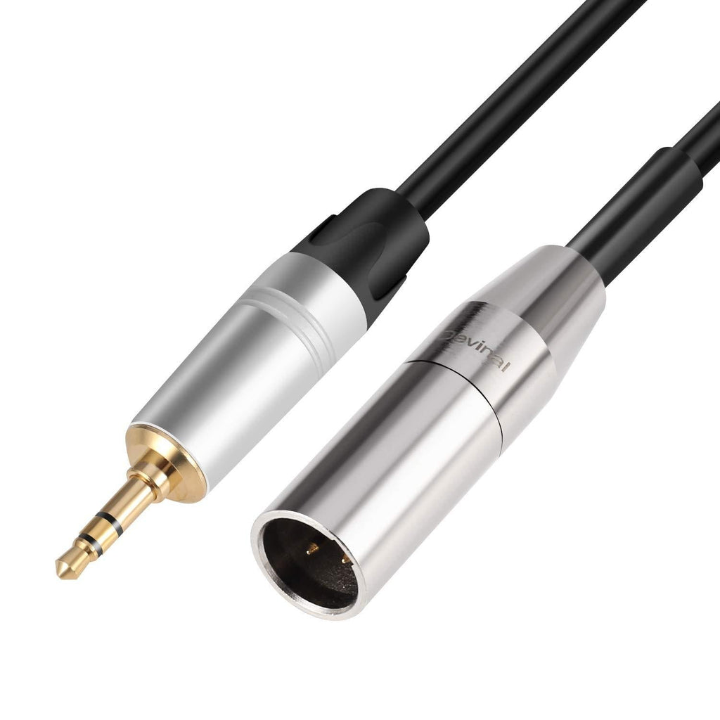 Devinal 3.5mm to Mini XLR calbe, 1/8 inch Stereo to 3 Pin Mini XLR Male Cord Adapter Connector, Balanced Male Mini-XLR to Mini Jack(3.5mm) TRS for Pro Lapel Mic 3.3 FT 3 FT