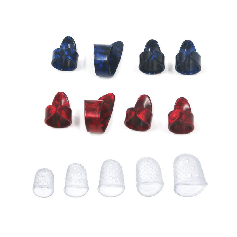 FarBoat 13-Pack Guitar Thumb Picks Fingertip Protectors Kit 8 Thumbpicks 5 Finger Protectors Celluloid and Rubber Accessories for Guitar String Instruments Players Beginners(Multicolored)