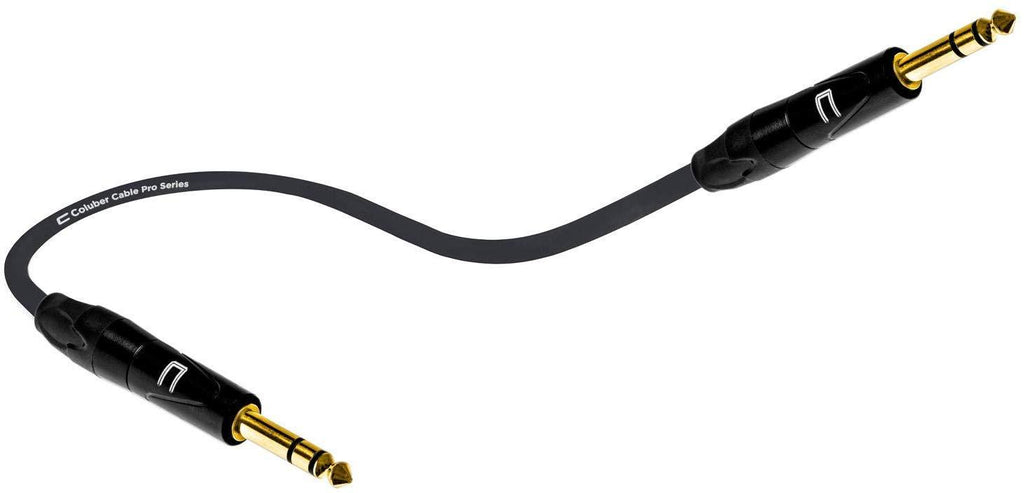 1/4 Inch TRS to 1/4 Inch TRS Cable - 0.5 Feet (6 Inches) Black - 1/4" (6.35mm) Stereo Balanced Male to Male Connector for Powered Speakers, Audio Interface or Mixer for Live Performance & Recording
