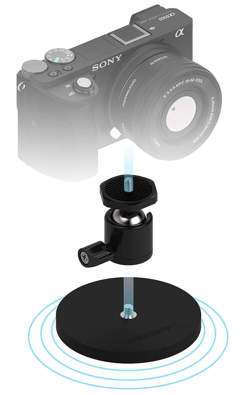 Sabrent Rubber-Coated Magnetic Mount for Action Cam / Cameras and Small DSLR (CS-MG88) Medium - 88mm Base