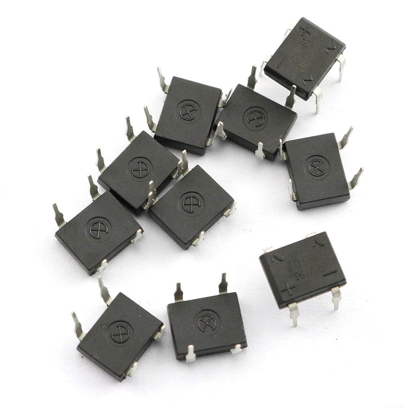 Tegg DB107 Bridge Rectifier 10PCS Electronic Silicon Diodes 1A 1000V 4-Pin Single Phase Diode Rectifier Bridge