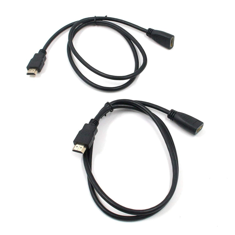 Tulead HDMI Extension Cable Computer Extension Wire 1m Length Male to Female Extension Cable Connector Pack of 2 1m/39.4"