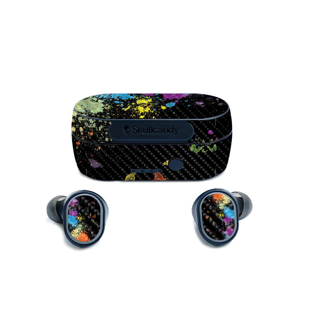 MightySkins Carbon Fiber Skin for Skullcandy Sesh True Wireless Earbuds - Splatter | Protective, Durable Textured Carbon Fiber Finish | Easy to Apply, Remove, and Change Styles | Made in The USA