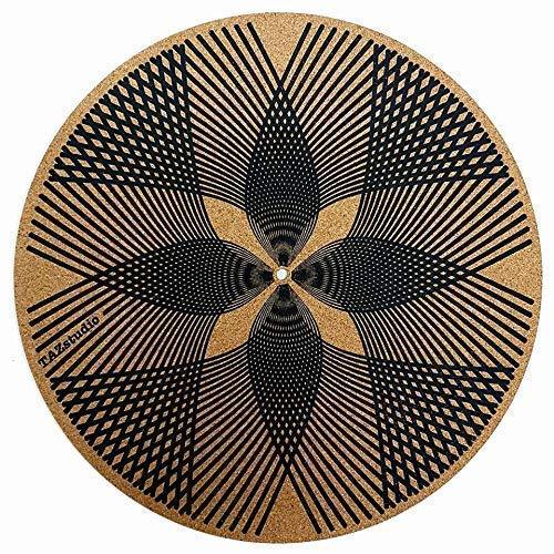 [AUSTRALIA] - Taz Studio: Premium Turntable Slipmat Proves Sound Quality with Better Grip - Psychedelic Art- Specially Designed Cork Geometric Grid Art 