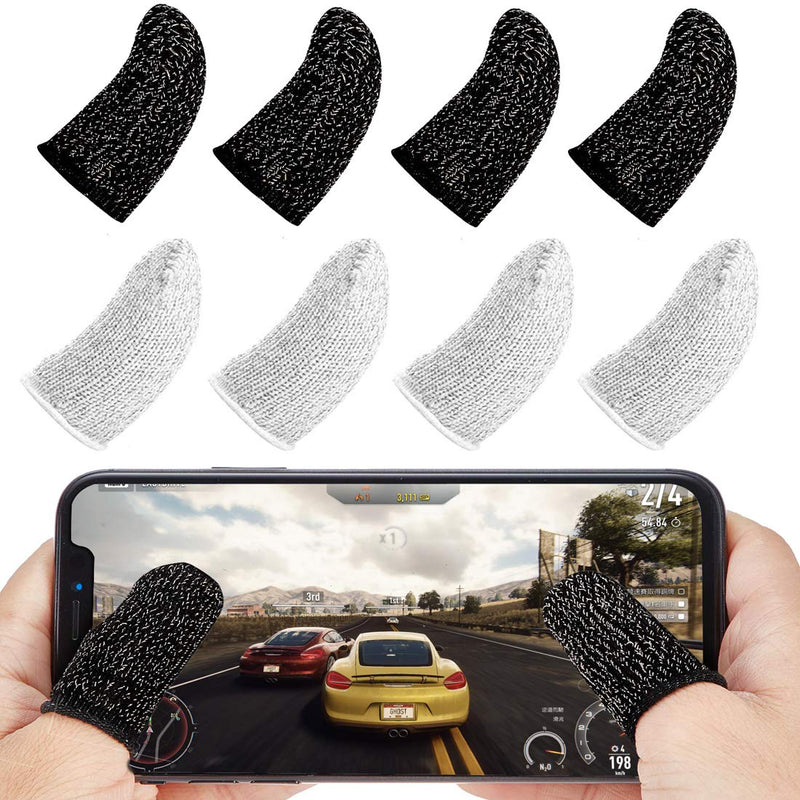 ACKLLR 8 Pack Mobile Game Controller Finger Sleeve, Anti-Sweat Breathable Touch Screen Sensitive Shoot Aim Keys Finger Set Compatible with PUBG Mobile, Rules of Survival, Android iOS Joysticks Tablet