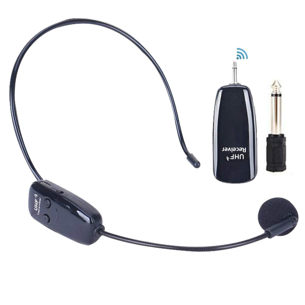[AUSTRALIA] - Wireless Microphone Headset, Premium UHF Wireless Mic System, 160ft Range, Headset Mic and Handheld Mic 2 in 1, Rechargeable for Voice Amplifier, Stage Speakers, PA System, Suitable for Teacher, Guide 
