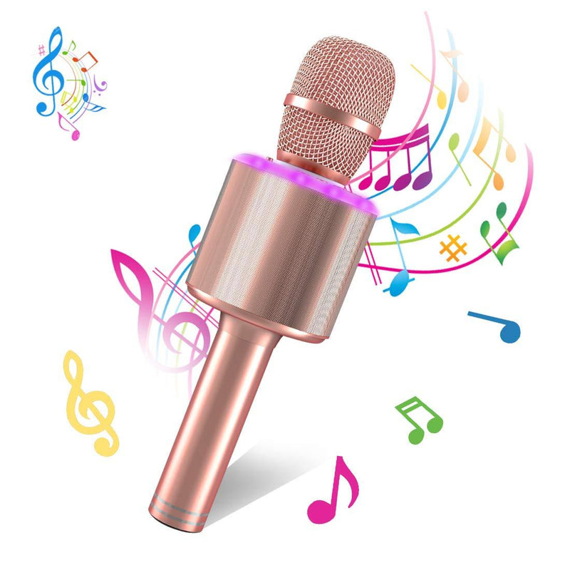 [AUSTRALIA] - Wireless Bluetooth Karaoke Microphone,Portable Handheld Karaoke Mic Speaker Machine for Kid Adult Girl Home Party Singing Birthday Gift compatible with Android/iPhone/PC or All Smartphone Qarfee Pink 