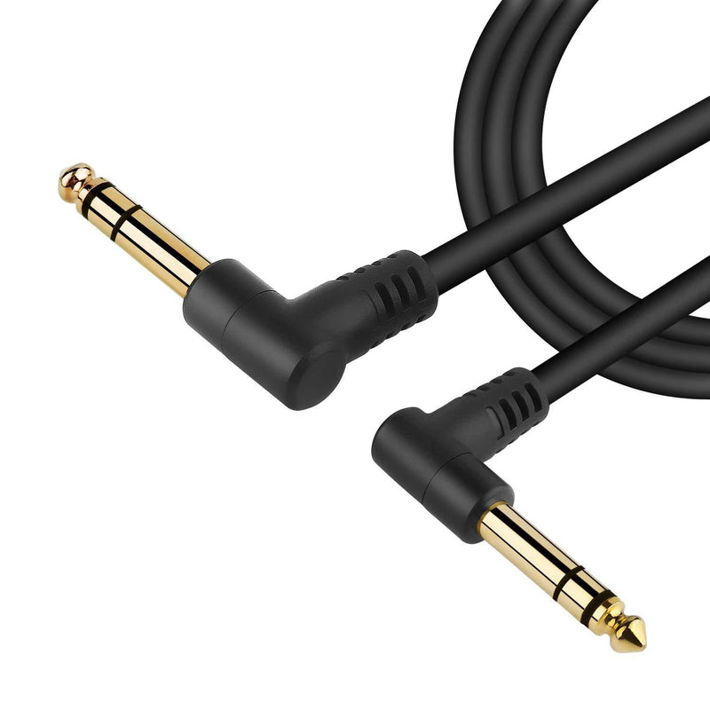 [AUSTRALIA] - 1/4 Inch TRS Cable 10FT, HOSONGIN 1/4" TRS Male to 1/4" TRS Male Balanced Stereo Audio Cable, Right Angle to Right Angle Cord, Black 