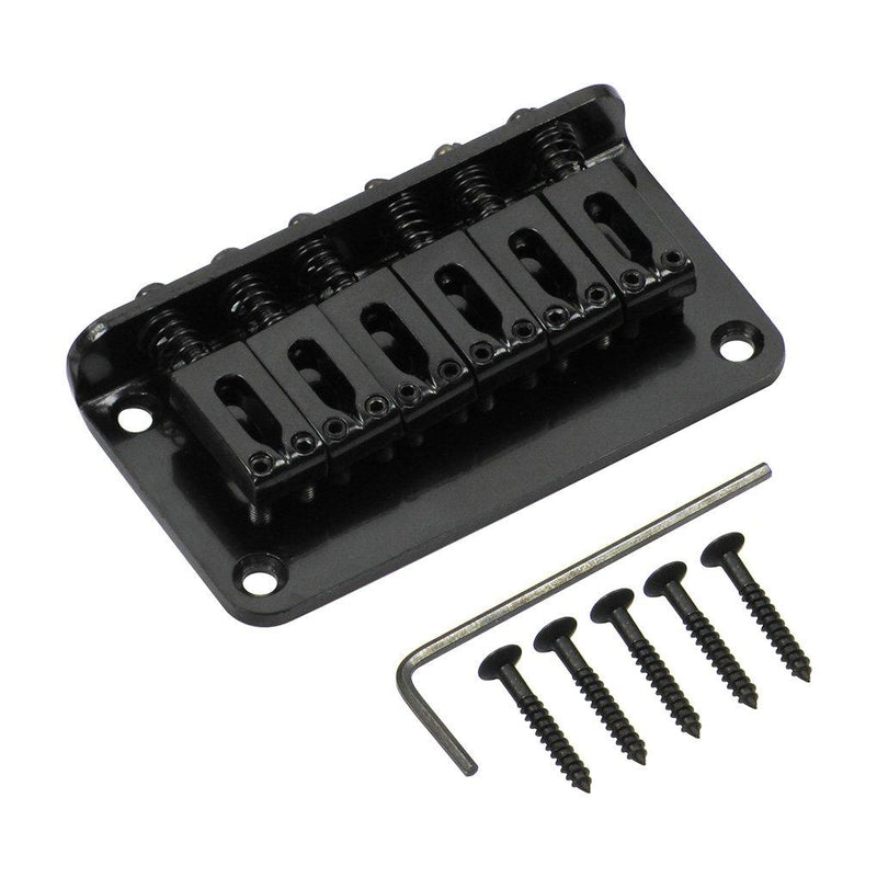 78MM Metal Fixed Hardtail Saddle Bridge Top Load Guitar Tailpiece for 6 String Fender Strat Tele Electric Guitar,Black Black