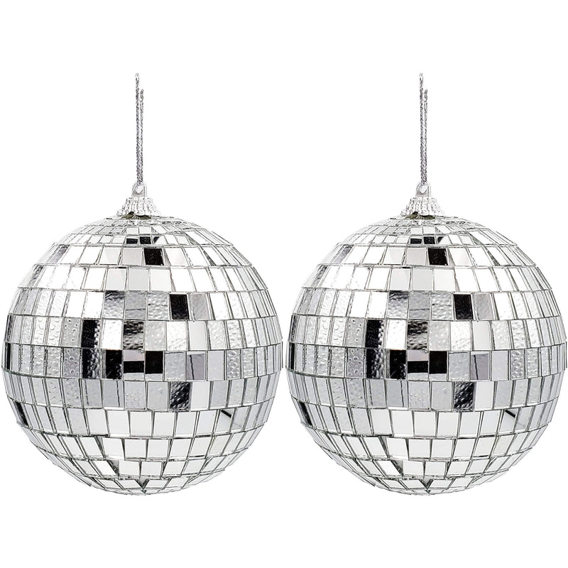 [AUSTRALIA] - Mirror Ball With Attached String For Hanging Ring, Reflects Light, Party Favor, 4" (2-Pack) 2-Pack 